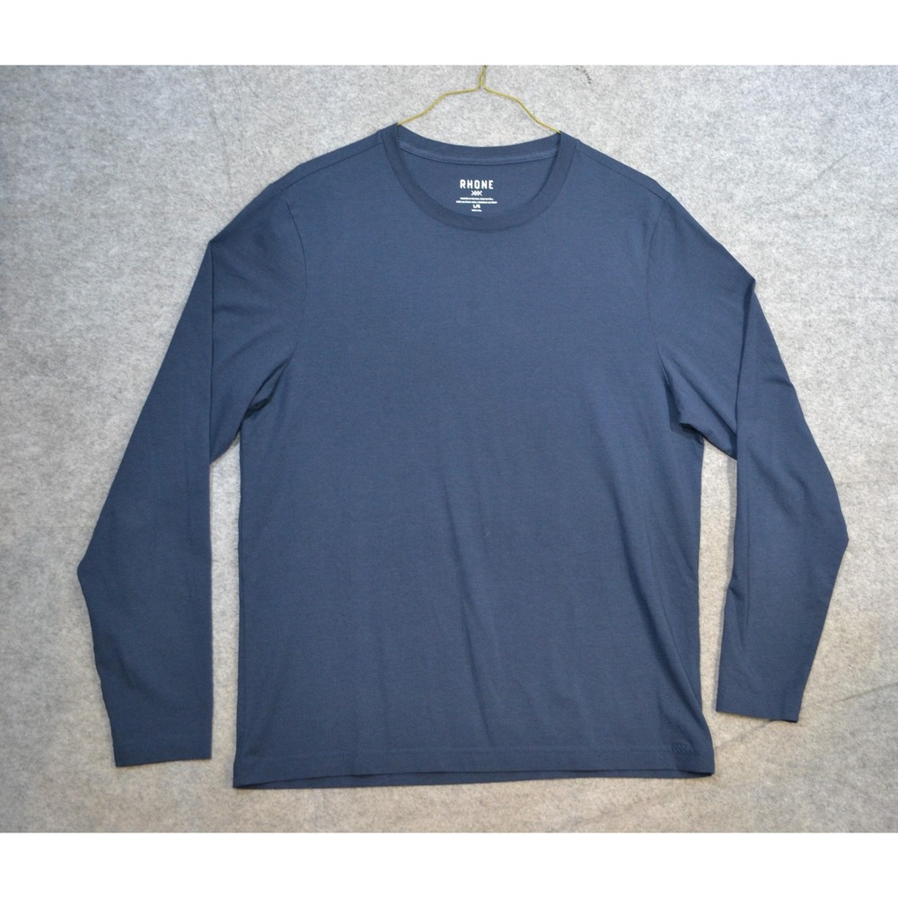 Rhone Shirt Mens L Blue Long Sleeve Crewneck Jersey Solid Tagless Tee Casual